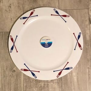 REAL SIMPLE Nautical Serving Platters 3 Count 16" Round New Hand Wash NO HEAT